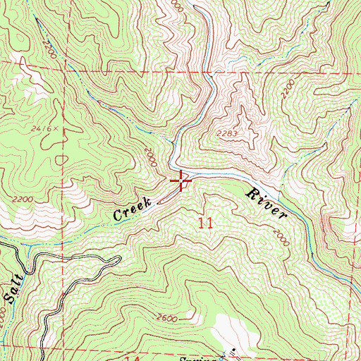 Topographic Map of Salt Creek, CA