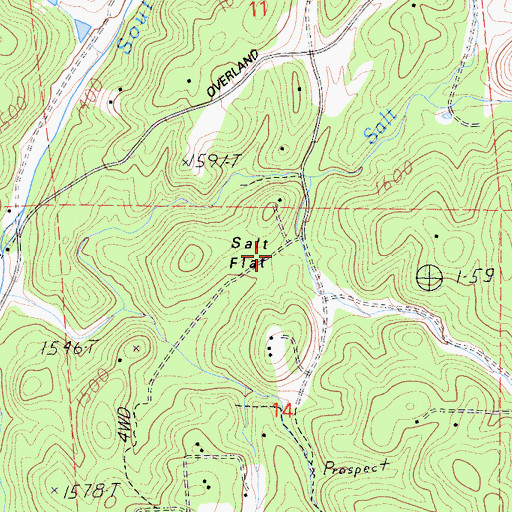 Topographic Map of Salt Flat, CA