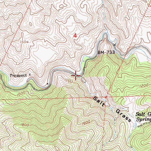 Topographic Map of Salt Grass Canyon, CA
