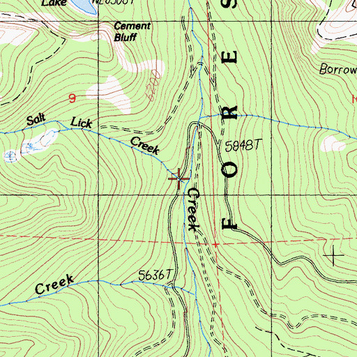 Topographic Map of Salt Lick Creek, CA