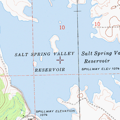 Topographic Map of Salt Spring Valley Reservoir, CA