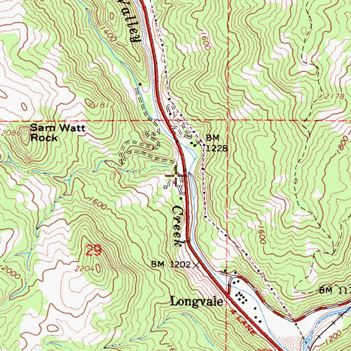 Topographic Map of Sam Watt Creek, CA