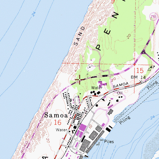 Topographic Map of Samoa Peninsula, CA
