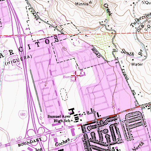 Topographic Map of Samuel Ayer High School (historical), CA