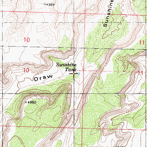 Topographic Map of Sunshine Tank, AZ