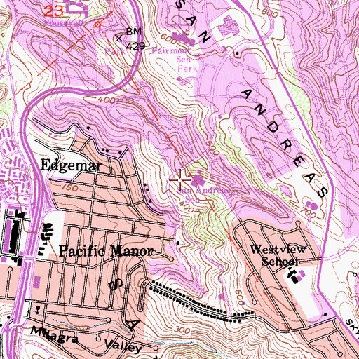 Topographic Map of Highlands Christian School, CA
