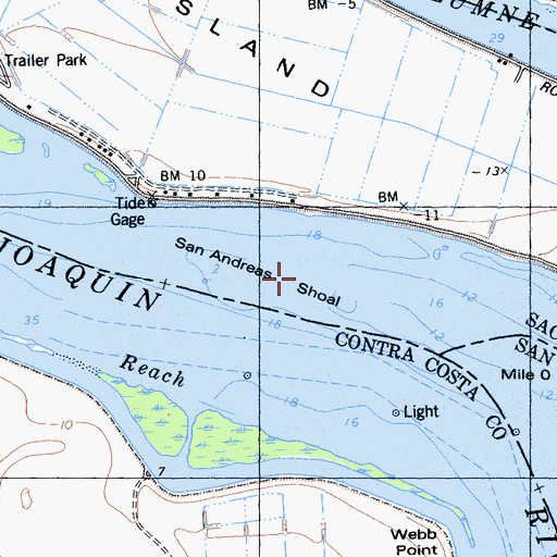 Topographic Map of San Andreas Shoal, CA