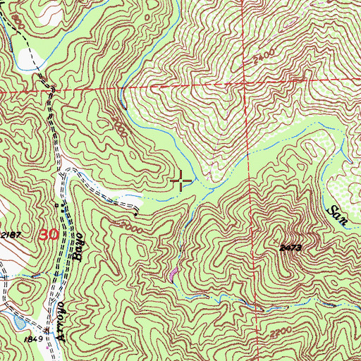 Topographic Map of San Antonio Creek, CA