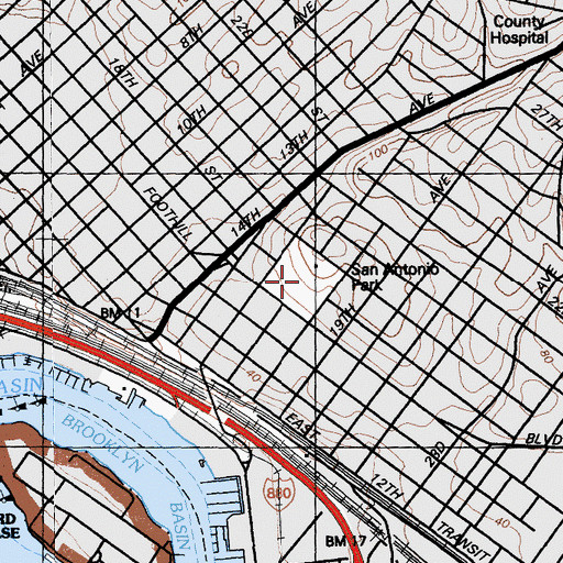 Topographic Map of San Antonio Park, CA