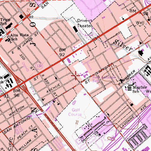 Topographic Map of San Antonio Elementary School, CA
