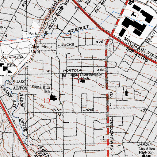 Topographic Map of Ardis G Egan Intermediate School, CA