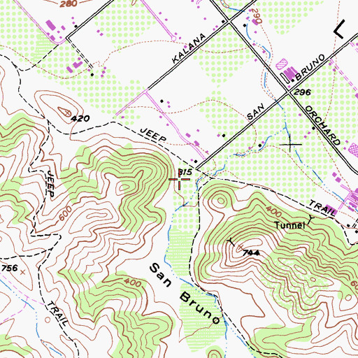 Topographic Map of San Bruno Canyon, CA