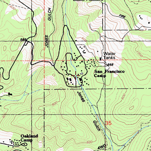 Topographic Map of San Francisco Camp, CA
