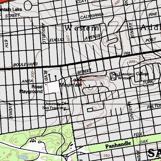 Topographic Map of San Francisco College for Women (historical), CA
