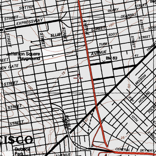 Topographic Map of San Francisco Opera House, CA
