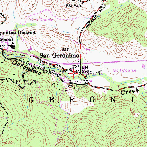 Topographic Map of San Geronimo, CA