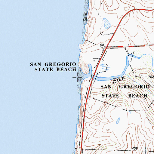 Topographic Map of San Gregorio Creek, CA
