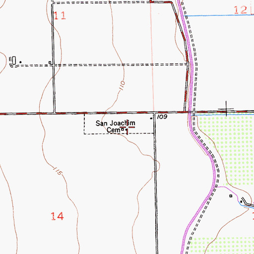 Topographic Map of San Joachim Cemetery, CA