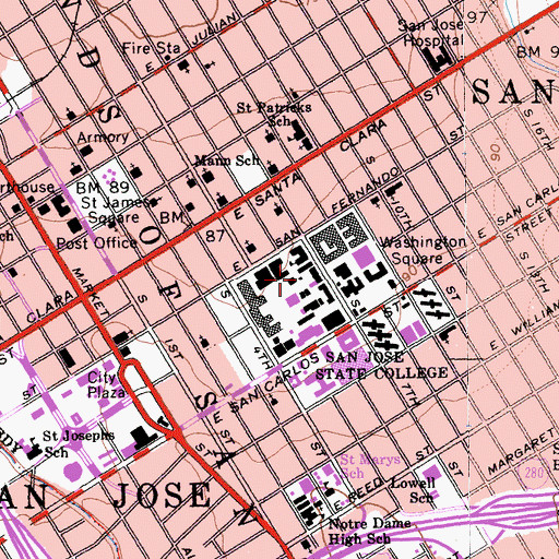 Topographic Map of San Jose State University, CA