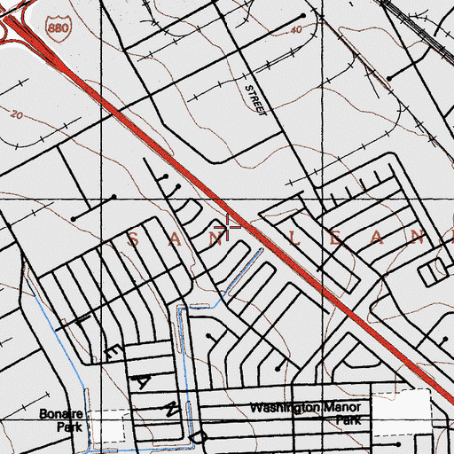 Topographic Map of San Leandro, CA