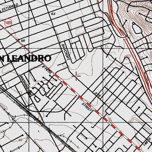Topographic Map of San Leandro High School, CA