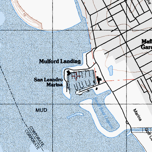 Topographic Map of San Leandro Marina, CA
