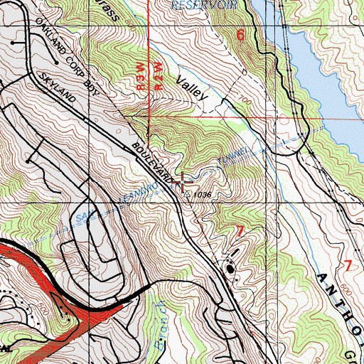 Topographic Map of San Leandro Tunnel, CA