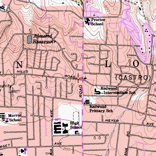 Topographic Map of San Lorenzo, CA