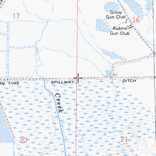 Topographic Map of San Luis Spillway Ditch, CA