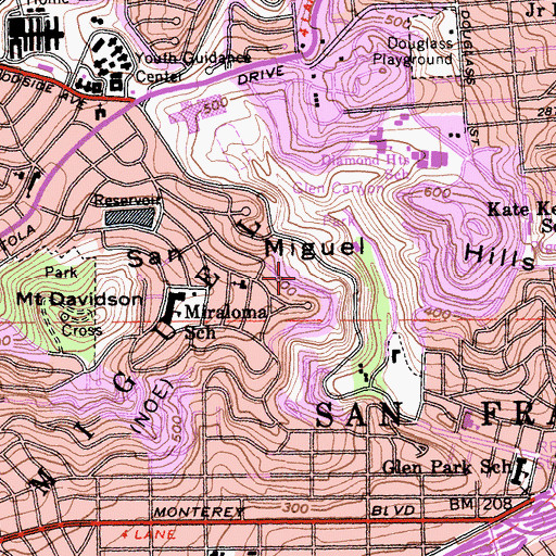 Topographic Map of San Miguel Hills, CA