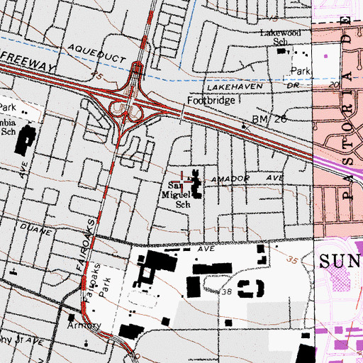 Topographic Map of San Miguel Elementary School, CA