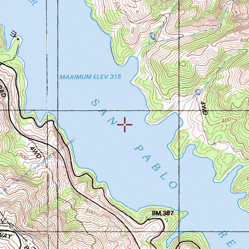 Topographic Map of San Pablo Reservoir, CA