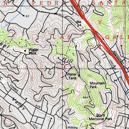 Topographic Map of San Rafael Hill, CA
