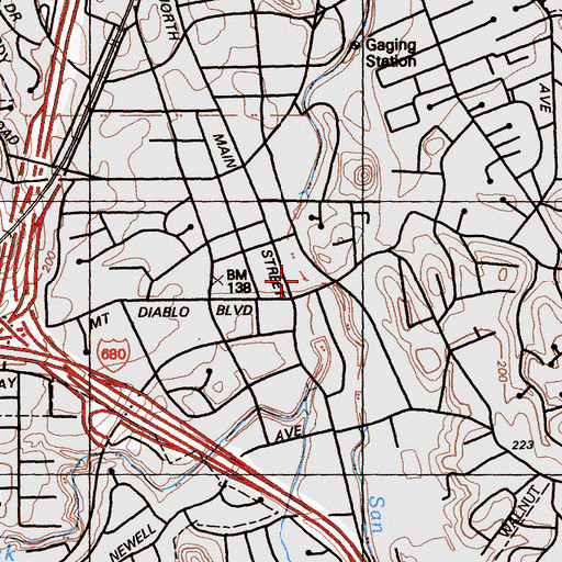 Topographic Map of San Ramon Creek, CA