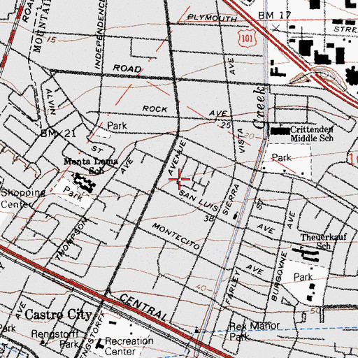 Topographic Map of San Ramon School, CA