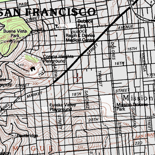 Topographic Map of Sanchez Elementary School, CA