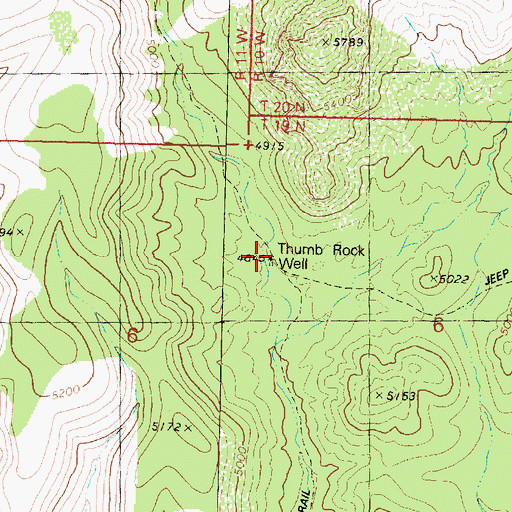 Topographic Map of Thumb Rock Well, AZ