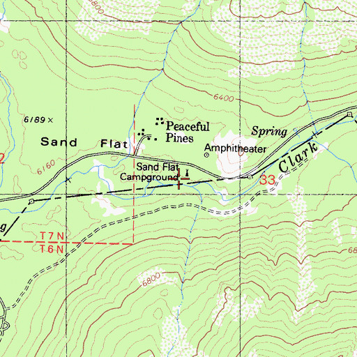 Topographic Map of Sand Flat Campground, CA