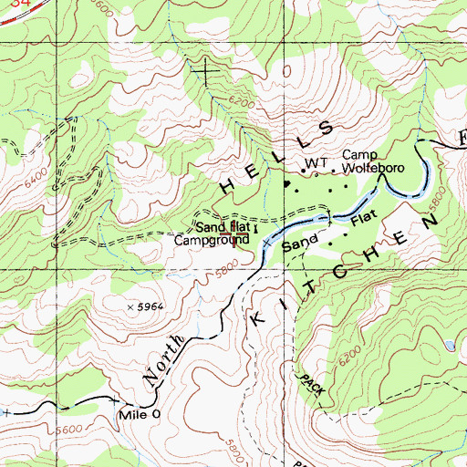 Topographic Map of Sand Flat Campground, CA
