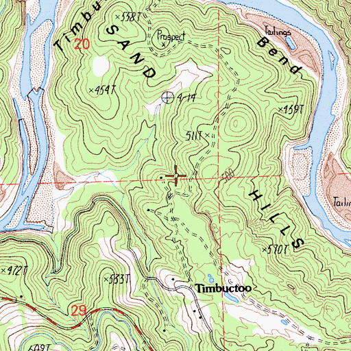 Topographic Map of Sand Hills, CA