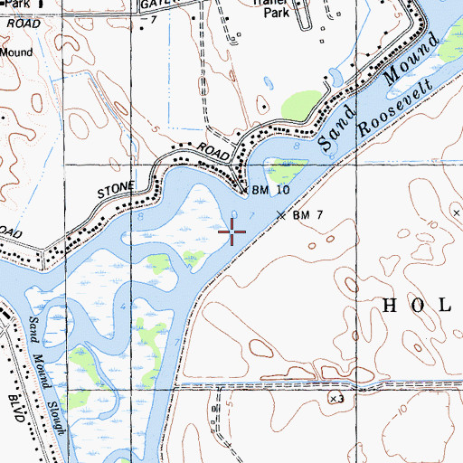 Topographic Map of Sand Mound Slough, CA
