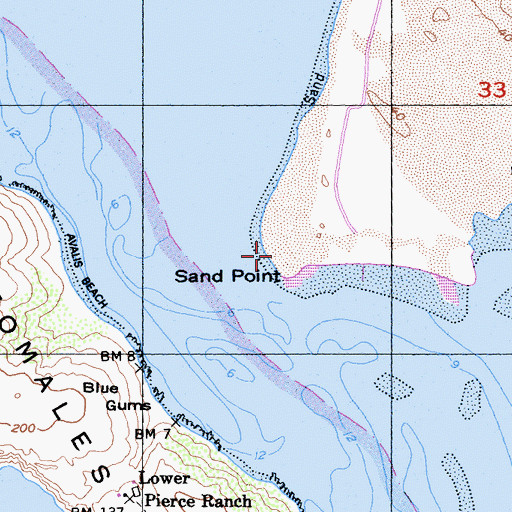 Topographic Map of Sand Point, CA
