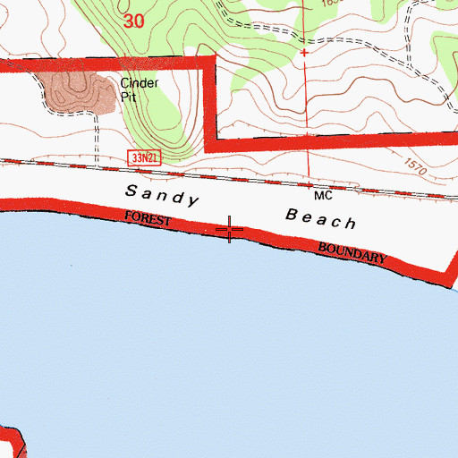 Topographic Map of Sandy Beach, CA