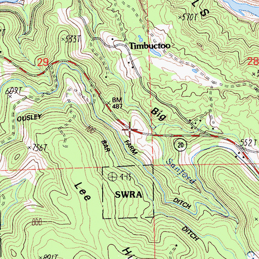 Topographic Map of Sanford Creek, CA