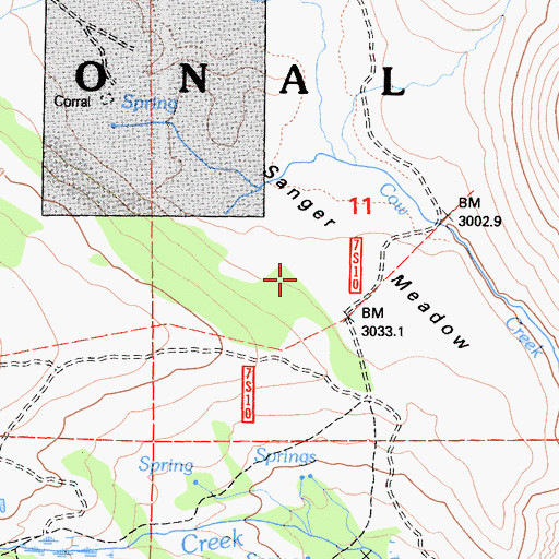 Topographic Map of Sanger Meadow, CA