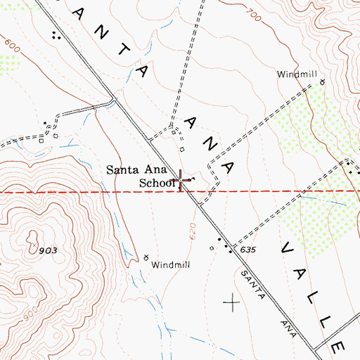 Topographic Map of Santa Ana School, CA