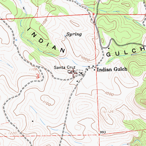 Topographic Map of Santa Cruz Cemetery, CA