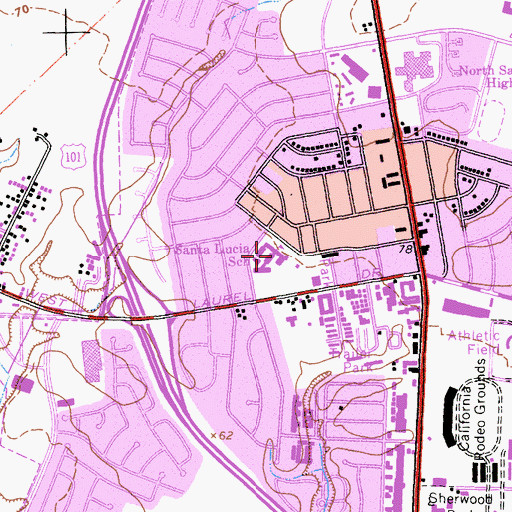 Topographic Map of Henery F Kammann Elementary School, CA