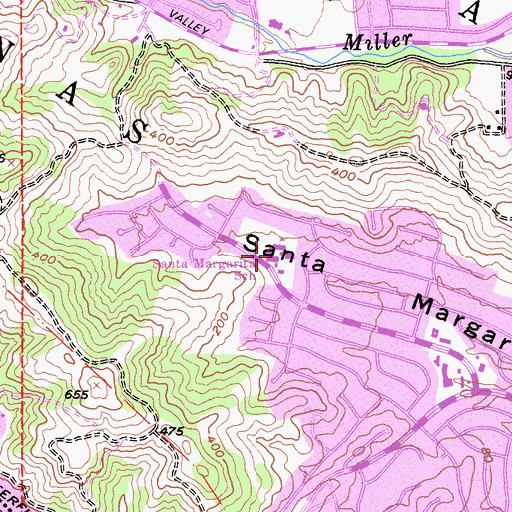 Topographic Map of Santa Margarita School, CA