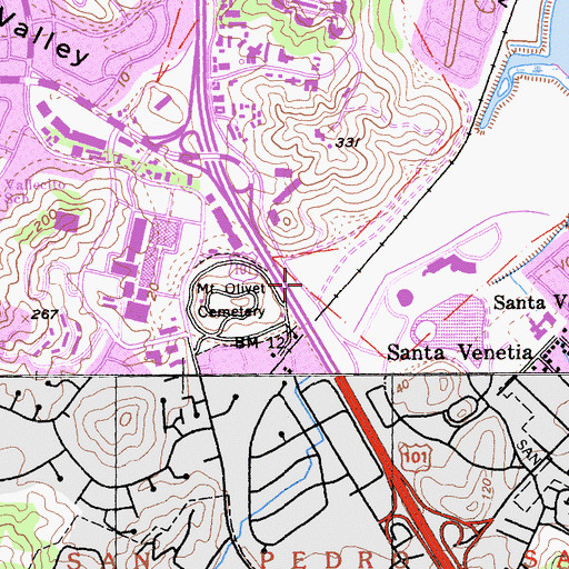 Topographic Map of Santa Margarita Valley, CA
